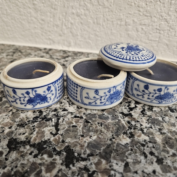 Chinese Vint Porcelain Stackable Candles Set Of 3 - Picture 2 of 2